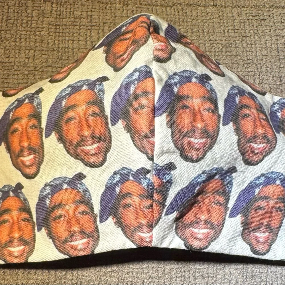 Gray and Red Heart rugby Face Mask, ball print mask, shark mask,Tupac mask